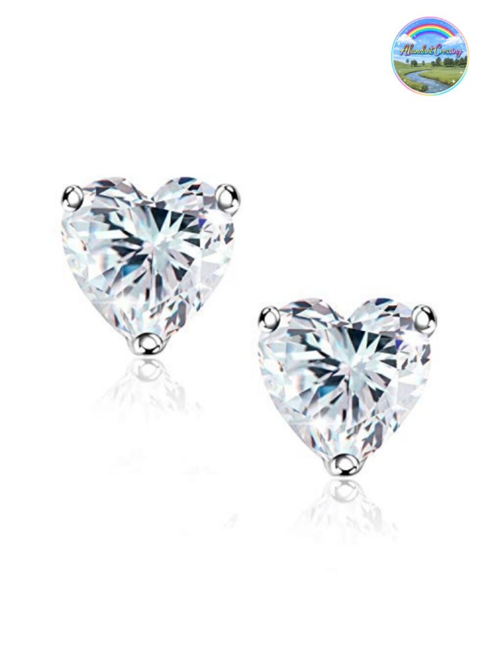 Sterling Silver CZ Stud Earrings 18K White Gold Plated Hypoallergenic